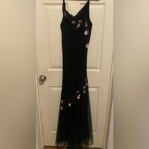 Vintage Black XSCAPE by Joanna Chen 100% Silk Dress (Size 12)